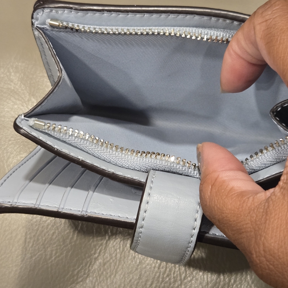 Coach Tan and Light Blue Signature Handbag - Picture 11 of 15